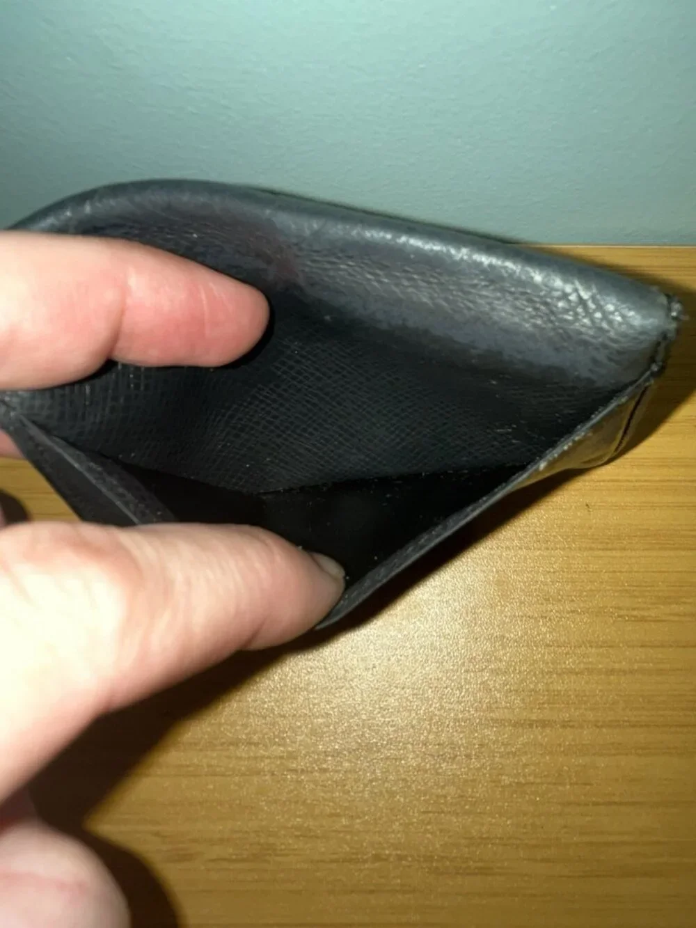 Louis Vuitton Black Men's Bifold Wallet Logo Folding Credit Card Made France